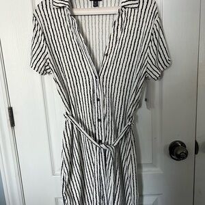 Justify Black and White Striped Midi Dress